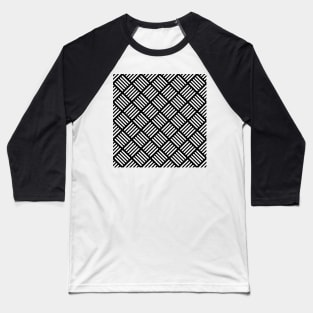 Herringbone Pattern White on Black Baseball T-Shirt